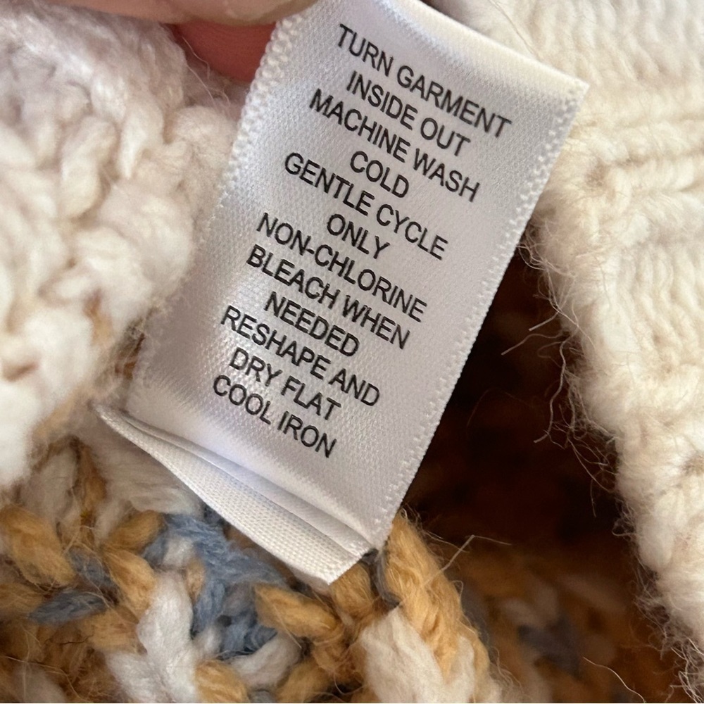 Sage & Oak Women’s Knit Cardigan Large Cream Beige Southwestern Preppy Western - Picture 7 of 11